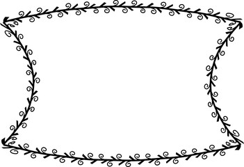 Spiral leaves Branch Rectangle Frame laurel wreath silhouette black horizontal vintage frames flower floral leaf border Botanical Branches ornate leaf Elements design border retro badge decoration iso