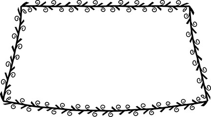 Spiral leaves Branch Rectangle Frame laurel wreath silhouette black horizontal vintage frames flower floral leaf border Botanical Branches ornate leaf Elements design border retro badge decoration iso