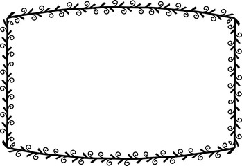 Spiral leaves Branch Rectangle Frame laurel wreath silhouette black horizontal vintage frames flower floral leaf border Botanical Branches ornate leaf Elements design border retro badge decoration iso