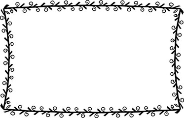 Spiral leaves Branch Rectangle Frame laurel wreath silhouette black horizontal vintage frames flower floral leaf border Botanical Branches ornate leaf Elements design border retro badge decoration iso