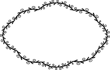 Spiral leaves Branch Rectangle Frame laurel wreath silhouette black horizontal vintage frames flower floral leaf border Botanical Branches ornate leaf Elements design border retro badge decoration iso