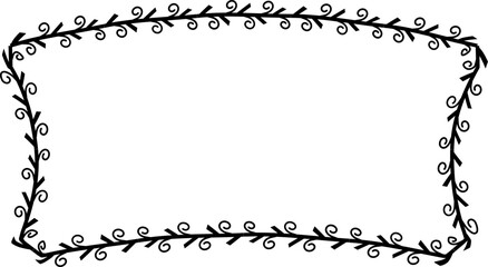 Spiral leaves Branch Rectangle Frame laurel wreath silhouette black horizontal vintage frames flower floral leaf border Botanical Branches ornate leaf Elements design border retro badge decoration iso