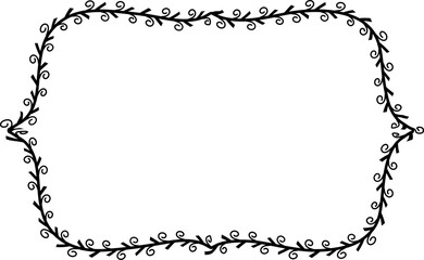 Spiral leaves Branch Rectangle Frame laurel wreath silhouette black horizontal vintage frames flower floral leaf border Botanical Branches ornate leaf Elements design border retro badge decoration iso