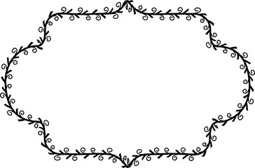 Spiral leaves Branch Rectangle Frame laurel wreath silhouette black horizontal vintage frames flower floral leaf border Botanical Branches ornate leaf Elements design border retro badge decoration iso