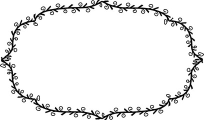 Spiral leaves Branch Rectangle Frame laurel wreath silhouette black horizontal vintage frames flower floral leaf border Botanical Branches ornate leaf Elements design border retro badge decoration iso