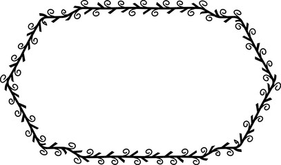 Spiral leaves Branch Rectangle Frame laurel wreath silhouette black horizontal vintage frames flower floral leaf border Botanical Branches ornate leaf Elements design border retro badge decoration iso