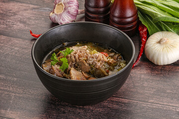 Steamed lamb meat with vegetables