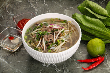 Vietnamese soup Pho Bo with beef