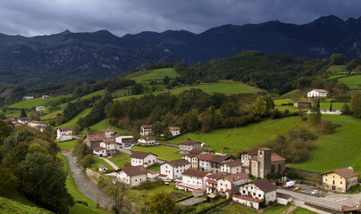 Fototapeta na wymiar Atallu in the Araitz valley with the Maioak in the background, Navarra.