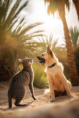 cat and dog animal friends happiness pure friendship 