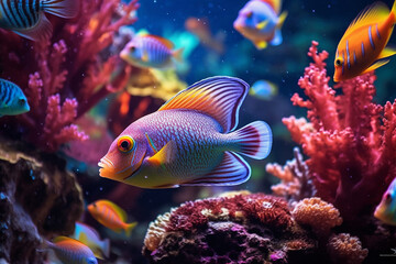 Naklejka na ściany i meble Colorful fish in the sea