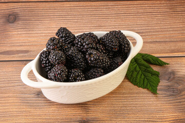 Natural organic blackberry in the bowl