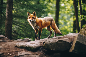 Naklejka na ściany i meble red fox vulpes in the woods