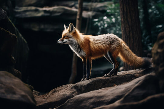 red fox vulpes in the woods