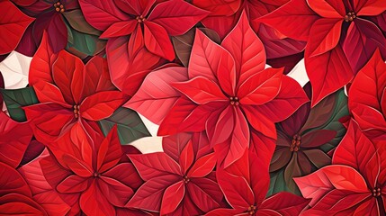 Fototapeta premium Poinsettia flowers Christmas background. Floral winter season decoration banner. Beautiful Xmas wallpaper. Merry Christmas and Happy New Year 2024 concept..