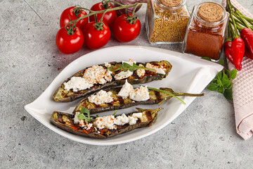 Grilled eggplant with feta cheese