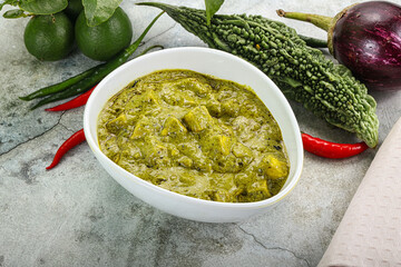 Indian cuisine - palak paneer cheese with spinach