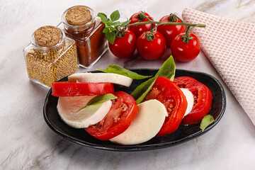 Italian caprese salad with mozzarella
