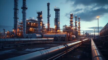 factory of Large oil refinery pipeline and gas pipeline in the process of oil refining and the movement of oil and gas, Generative AI