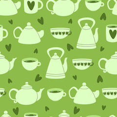 Vector seamless pattern with tea