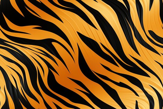seamless texture with tiger animal coloring pattern in orange black stripes