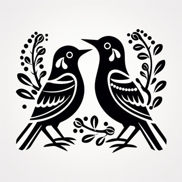illustration of vector illustration of cute birds in the style of hig, Generative ai