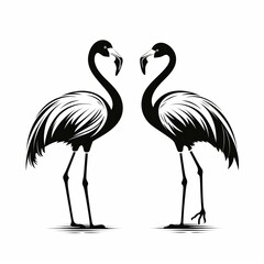 illustration of vector illustration of flamingos in the style of hig, Generative ai