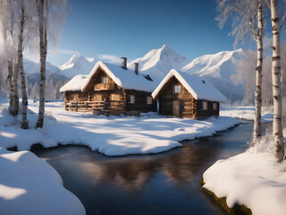 Fototapeta premium house in the snow 