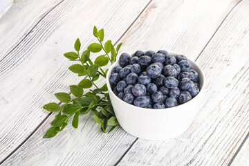 Ripe sweet blueberry in the bowl