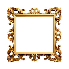 antique gold picture frame isolated on transparent background Remove png, Clipping Path