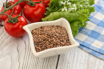Dry Raw flax seed in the bowl