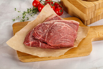 Uncooked raw beef steak for grill
