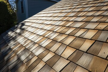 seamless wood-shingle surface in sunlight with shadows