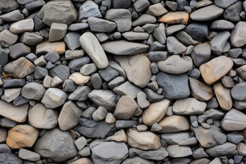 detailed texture of a stone foundation supporting shingle siding