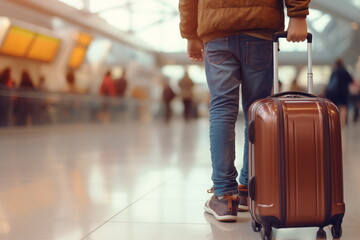 child hold baggage on airport terminal
