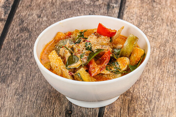 Thai red spicy curry with chicken