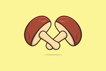 Two Mushroom vegetable vector illustration. Food nature icon concept. Cooking mixture fresh vegetable food mushroom icon design.
