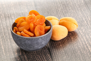 Dried apricot heap in the bowl
