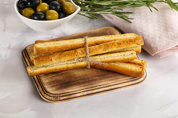 Crispy grissini italian bread heap