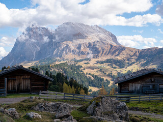 Fototapeta na wymiar Feeling of nature on the Seiser Alm in the Dolomites, Italy