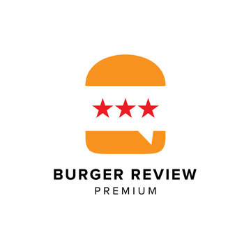 burger review logo vector icon illustration