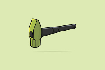 Hammer Tool vector illustration. Construction working tools object icon concept. Construction hammer equipment for break wall vector design on green background.