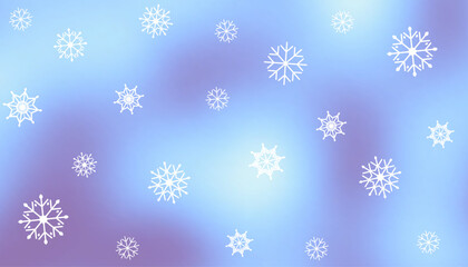 Christmas snowflake background. Blue blurred smooth background and snowfall. Vector background.