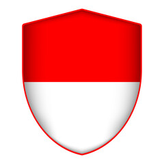 Indonesia flag in shield shape. Vector illustration.