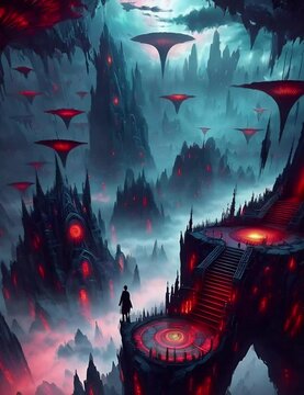 Enchanting Extraterrestrial Landscape Animation: Surreal Colors & Cosmic Vibes. Generative AI