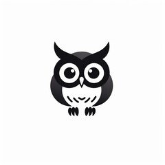 Fototapeta premium illustration of modern minimalist logo of a cute owl black vector, Generative ai
