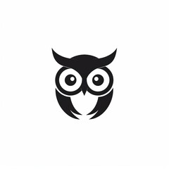 illustration of modern minimalist logo of a cute owl black vector, Generative ai