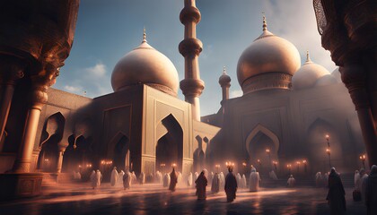 Jumma Mubarak with people prayers - Powered by Adobe