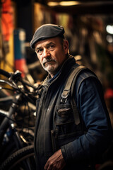 Portrait of a bike mechanic