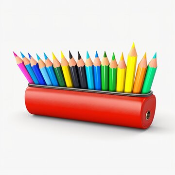 illustration of School pencil case 2D vector image colorfull 4k on white background, Generative ai